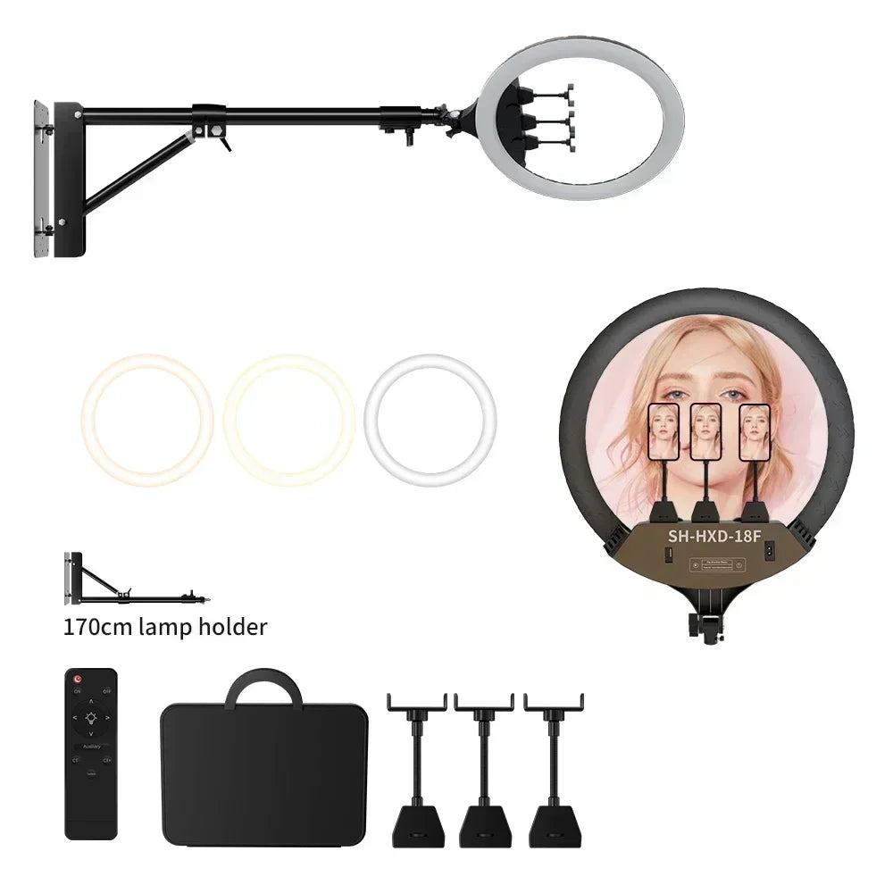 SH 18 Inch Knob Ring Light LED Selfie Video Lamp With Tripod Stand Phone Clip For YouTube Live Lighting Photo Photography Studio