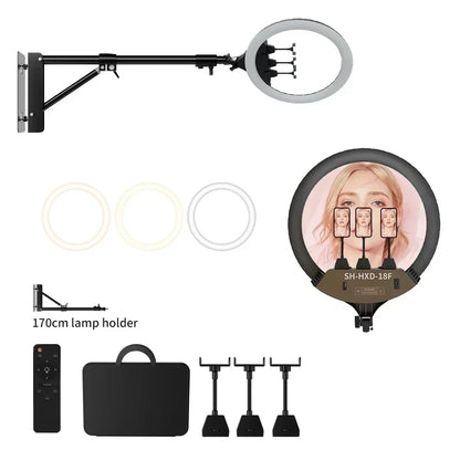 SH 18 Inch Knob Ring Light LED Selfie Video Lamp With Tripod Stand Phone Clip For YouTube Live Lighting Photo Photography Studio
