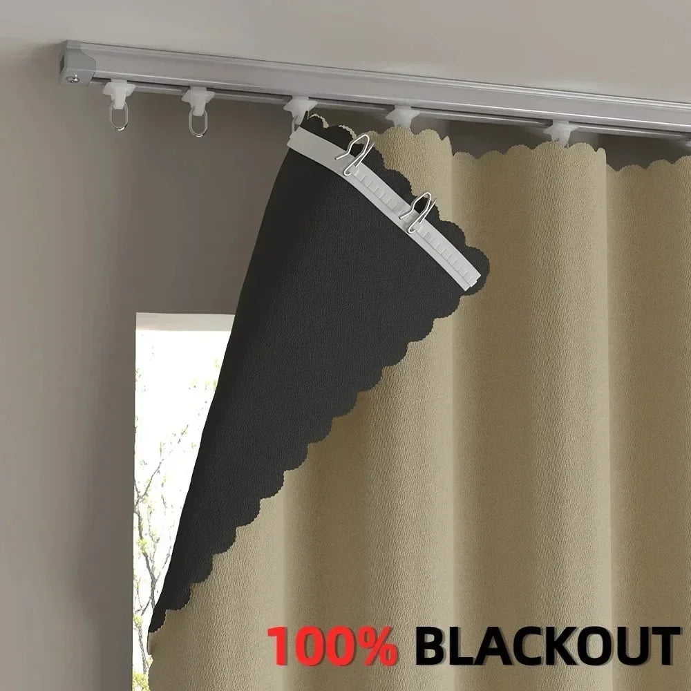 1PC 100% Blackout Curtain solid color High Shading Privacy Coated Insulated Lining Bedroom Living Room Partition Privacy Curtain