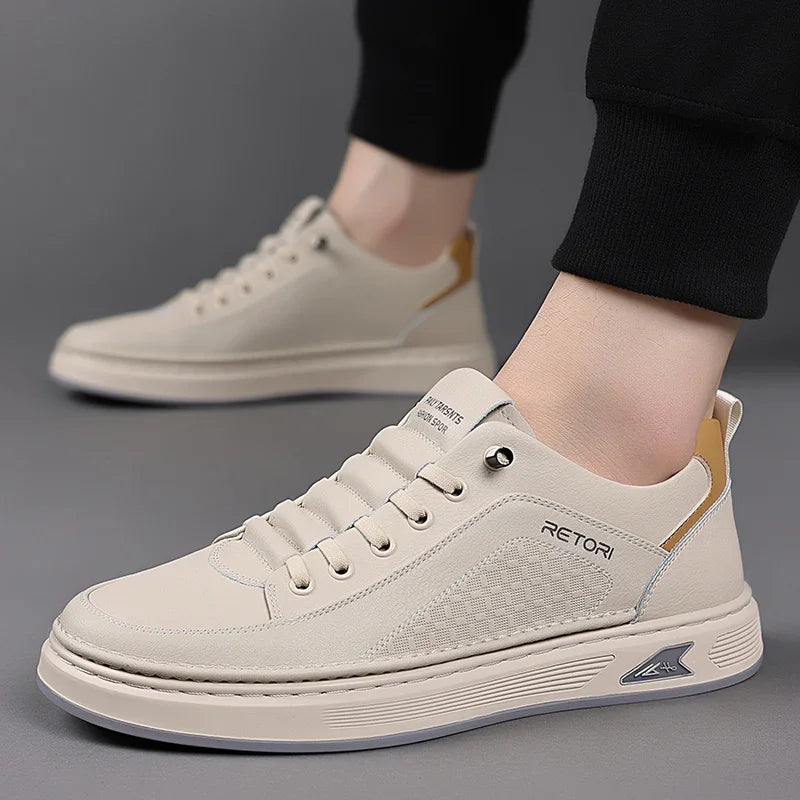 New Men's Shoes High Quality Leather Casual Shoes for Men Designer Sneakers Tenis Masculino Comfort Lace-up White Sport Shoes