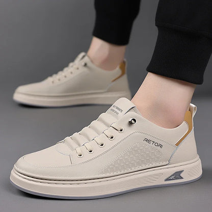 New Men's Shoes High Quality Leather Casual Shoes for Men Designer Sneakers Tenis Masculino Comfort Lace-up White Sport Shoes