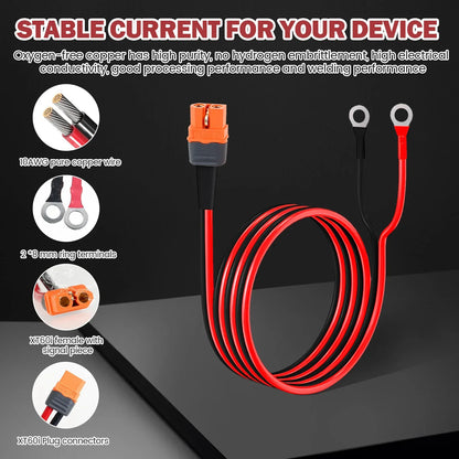 XT60i to O Ring Terminal Cable 1.5m 10AWG XT60i Female to O Ring Connector Protective XT60i F Extension Cable for Solar Panel