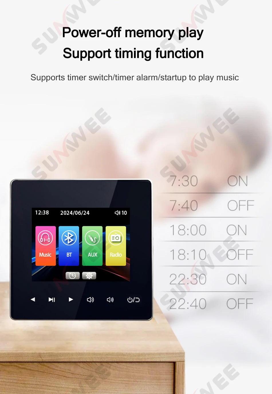 Home Audio System 86 Type Bluetooths Wall Amplifier Hotel AUX TF Sound Background Music Control Panel Optional Ceiling Speakers