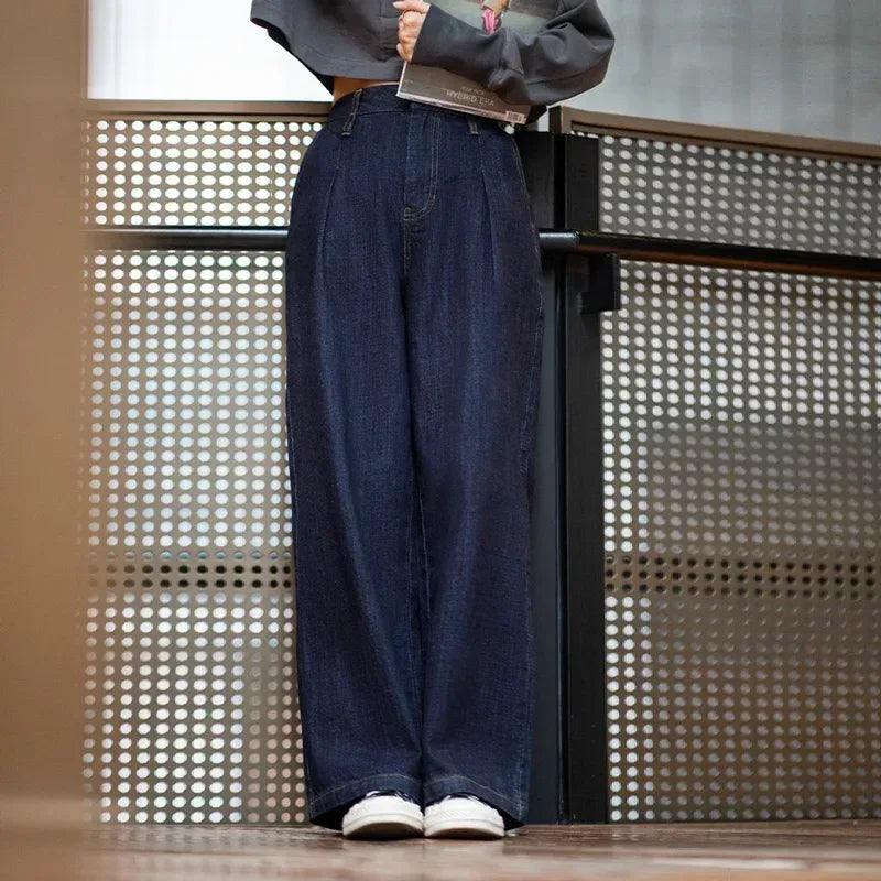Maden Women's Vintage Denim Jeans Spring and Fall High Waist Loose Straight Pants Female Cotton Baggy Jeans Streetwear Trousers