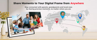 FRAMEO 15.6 Inch 32GB Large Digital Photo Frame, Digital Picture Frame WiFi, IPS HD Touch Screen, Photo Frame with Auto-Rotate