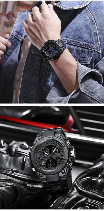 New electronic watch with night light dual display multifunctional watch for boys, students, teenagers, outdoor sports trend