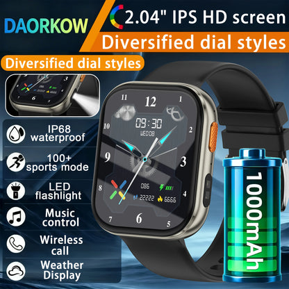 2026 2.04-inch Ultra Smart Watch 1000mAh High Capacity Battery Outdoor Sports Fitness Health Monitoring Smartwatch For Men Women