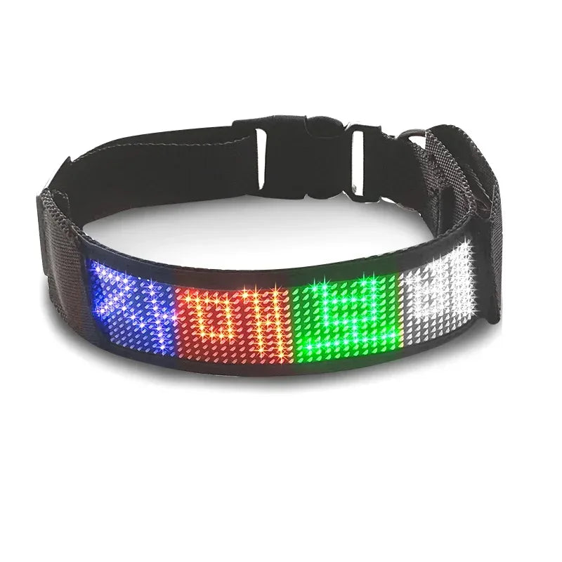 LED Dog Collar DIY ID LED Tag Nameplate Night Glowing Pet Collars Adjustable Safety Puppy Collar for Small Medium Large Dogs