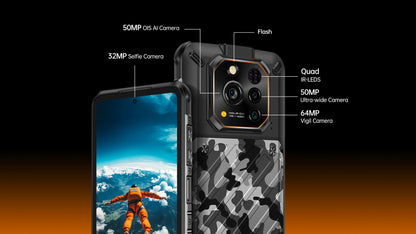 RugOne Xever 7 5G Rugged Phone Android 15 Smartphone 512GB ROM 12+12GB RAM 6.67" 120Hz AMOLED NFC 5500mAh Swappable Battery