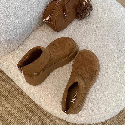Winter Fashion Platform Heels Women Ankle Boots Keep Warm Height Increase  Short Booties Shoes Zapatos Mujer