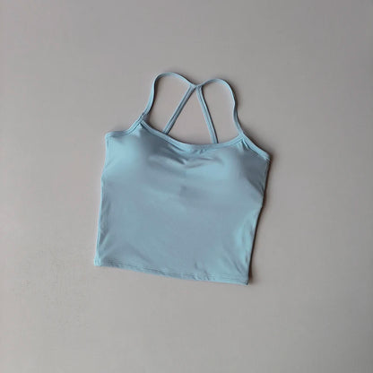 2PCS Gym Fitness Medium-intensity Sports Vest Beauty Back Yoga Suit Sports Bra Women Pilates Bra High Waist Hip Lift Shorts Set