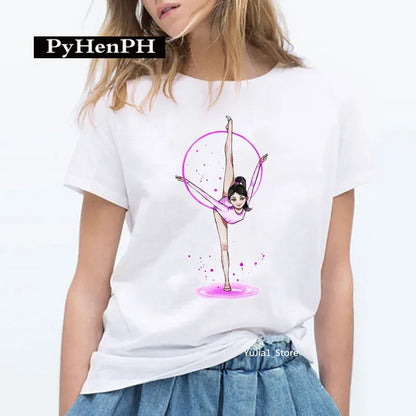 Gymnast Dancer T Shirt  Fashion Gymnast Artistic Gymnastics Printed T-shirt for Women Parent-child Clothing Oversized T Shirt
