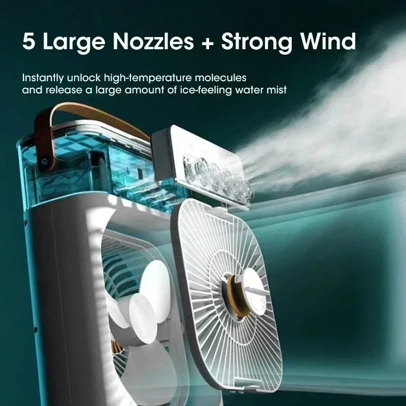 Portable Mini Evaporative Air Cooler Fan with 7 Color LED Light 1/2/3H Timer 3 Wind Modes and 3 Spray Settings for Desk