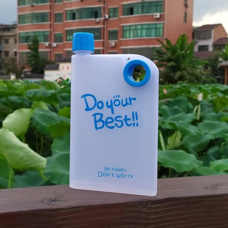 380ML Transparent Flat Water Bottle Plastic Travel Bicycle Drinking Cup Reusable Portable Water Bottle