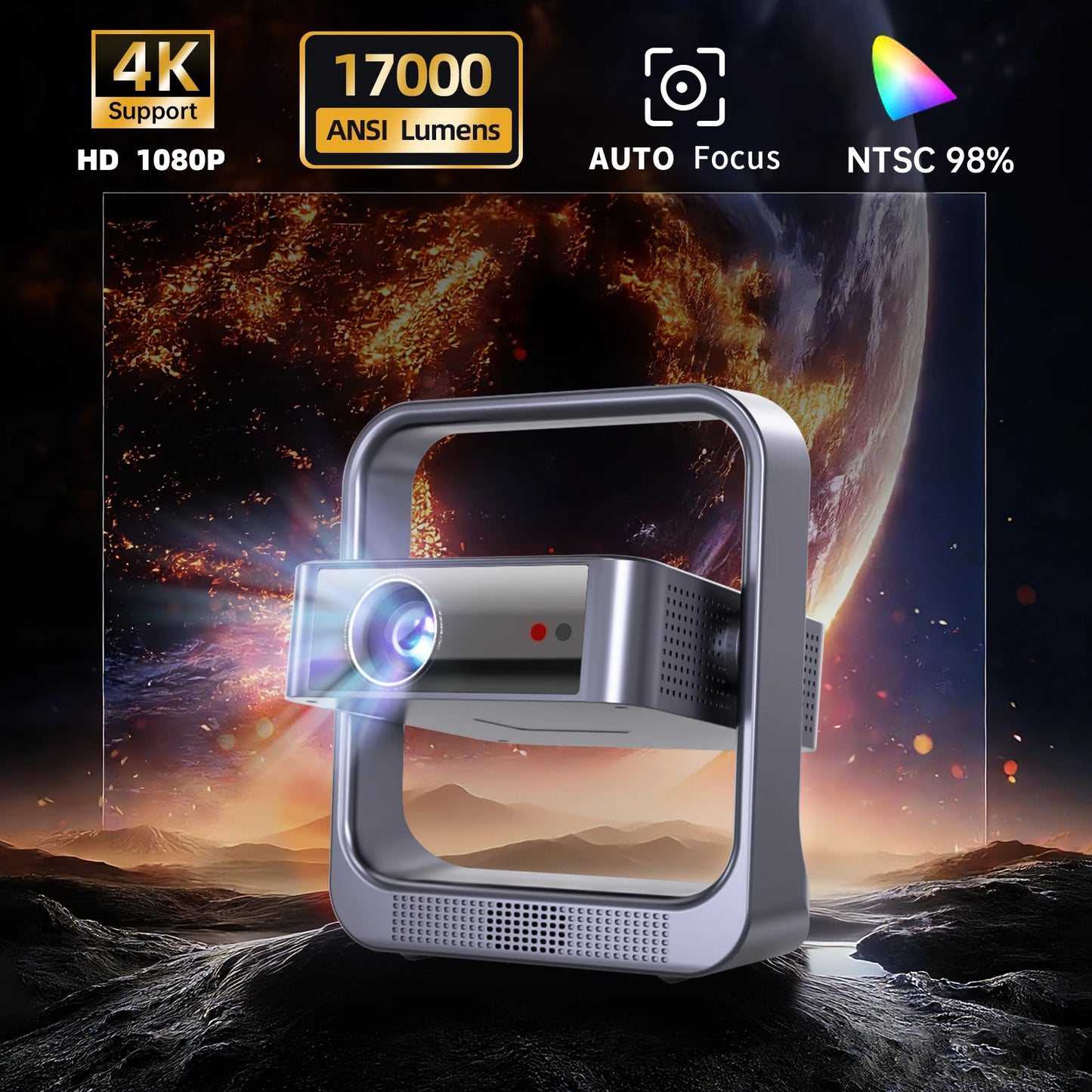 Fintex C9 NEW 17000Lumen Projector 4k Full HD 1080P HDR10 Proyector 700 ANSI Android TV9.0 Auto Focus 2+16G Portable Projectors