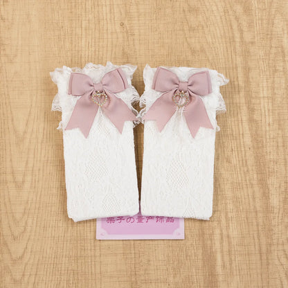 JK Lolita Lace Stockings Bow Knot Sweet Socks Female Long Stocking Teen Uniform Calf Socks Student Cute JK Socks