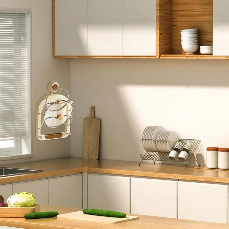 Kitchen Organizer Rack Wall Hanging Pot Cover Rack Multilayer Pot Lid Metal Multifunctional Rack Pot Lid Storage Rack
