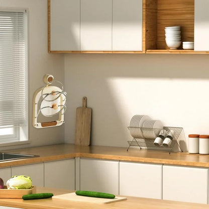 Kitchen Organizer Rack Wall Hanging Pot Cover Rack Multilayer Pot Lid Metal Multifunctional Rack Pot Lid Storage Rack
