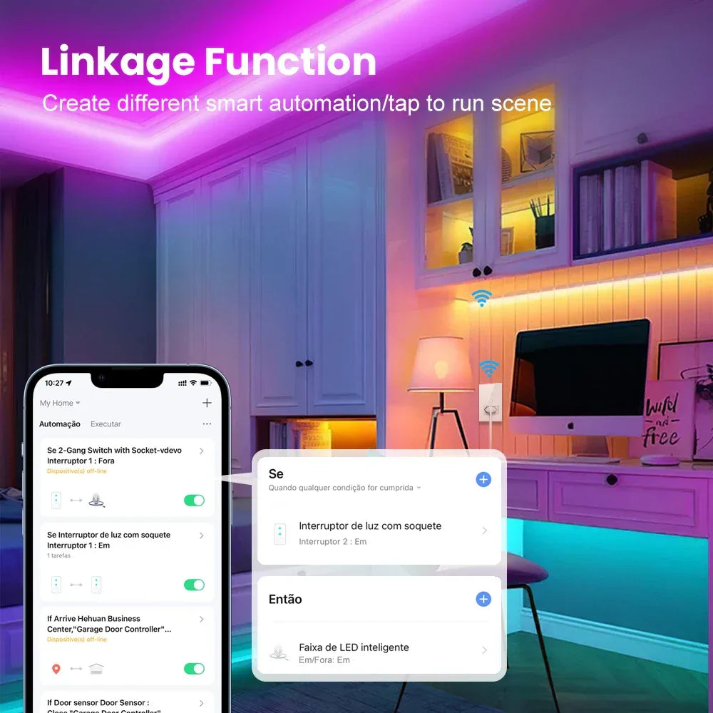 AVATTO Tuya WiFi Smart Light Switch with Socket,Brazil Stand 16A Touch Button Wall Switch,Work for Alexa Google Home