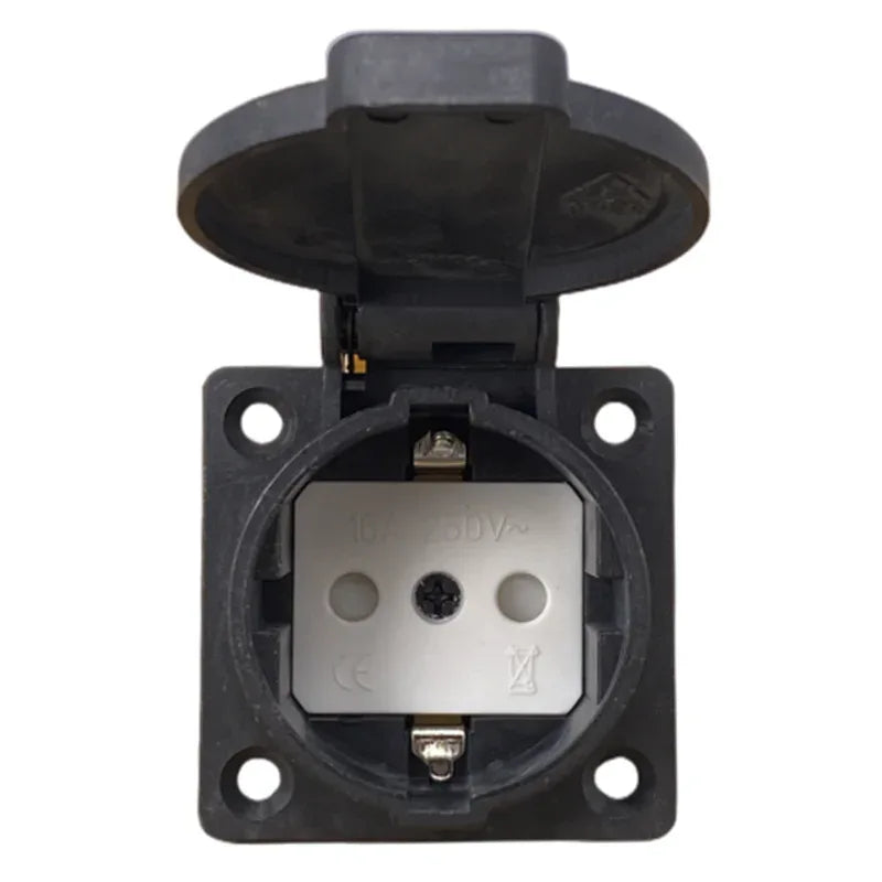 Black Blue Waterproof Franch Germany Industry Safety Outlet 16A 250V CE Cover Waterproof Dustproof Power Connector AC Socket