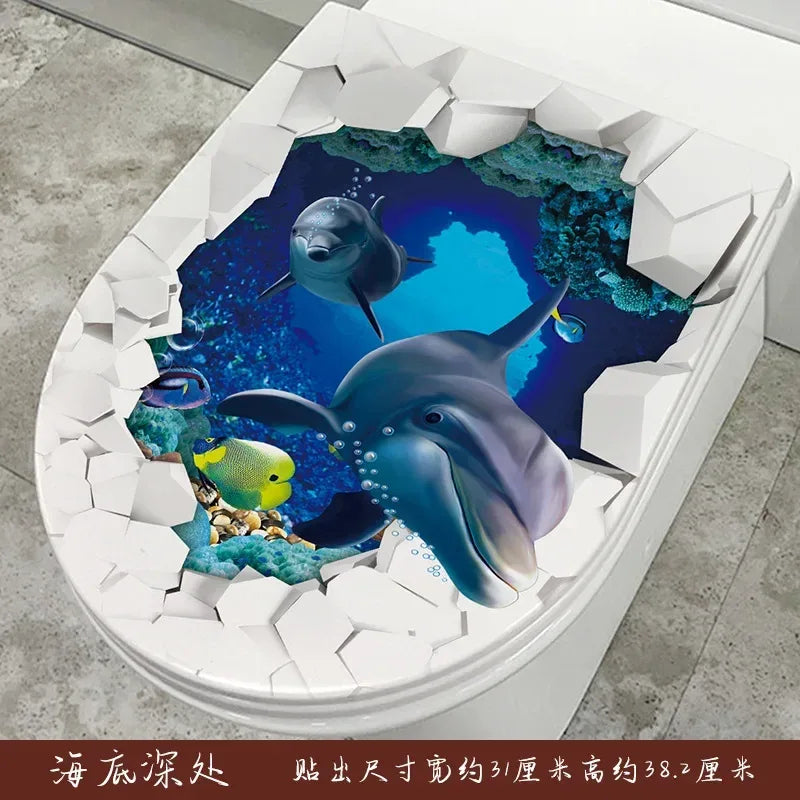 Toilet Sticker Strong Adhesive Toilet Sticker Decorative Sea Fish Toilet Sticker Waterproof Adhesive For Home 2025 Christmas