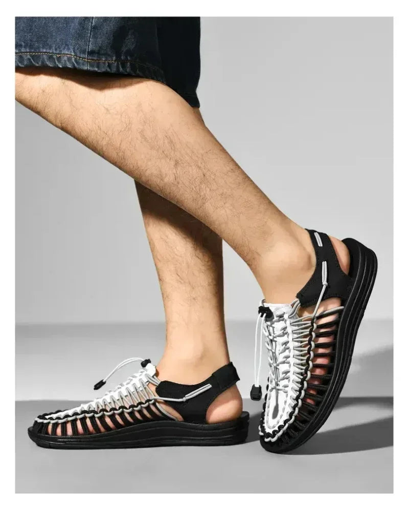 Breathable Casual Flat Sandals Outdoor Couples Sandals Size 48 Summer Men Sandals Women Slippers Weaving Design Beach Sandals