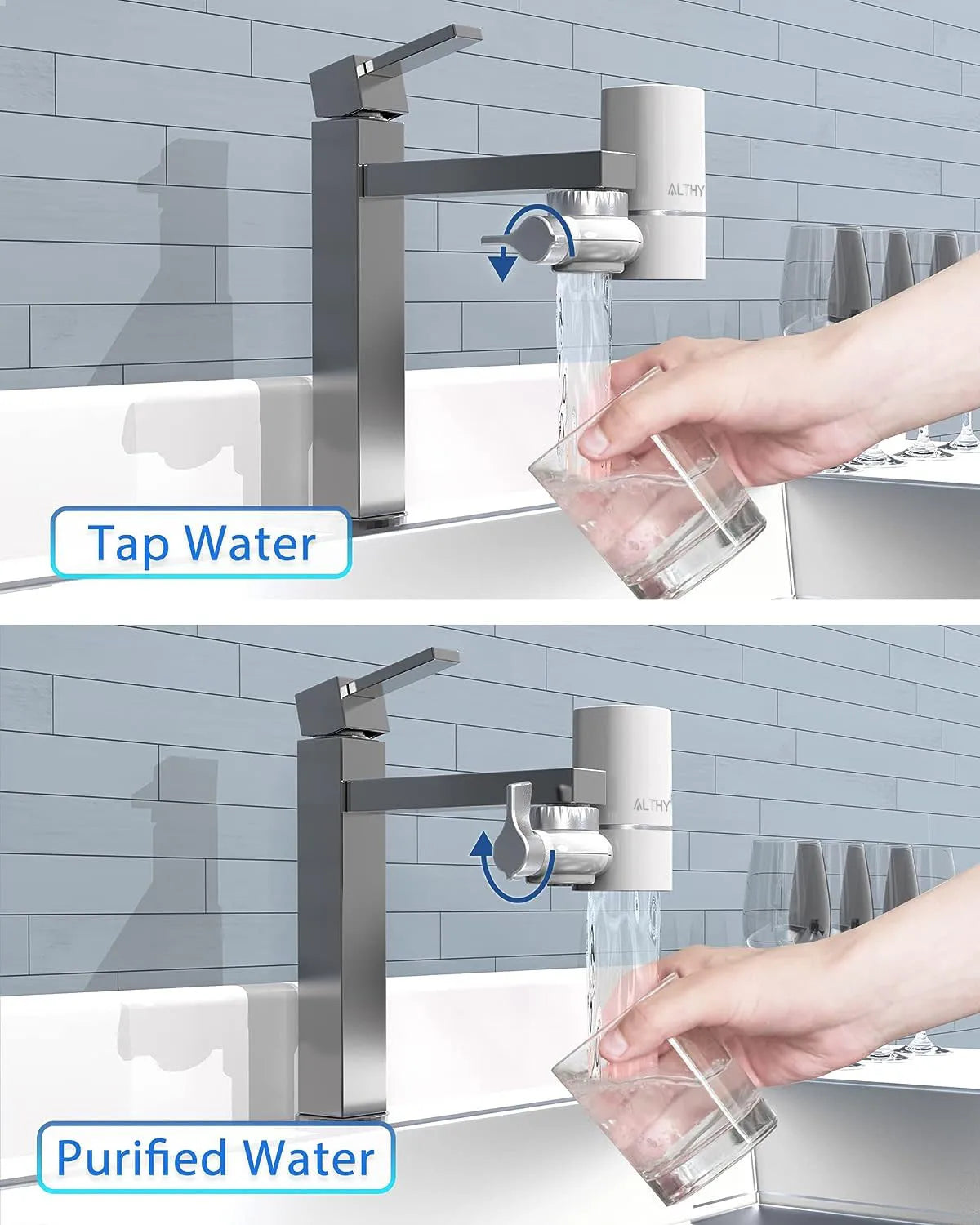 ALTHY Faucet Tap Water Filter Purifier System, Reduces Lead, Chlorine & Bad Taste NSF Certified 320-Gallon Kitchen