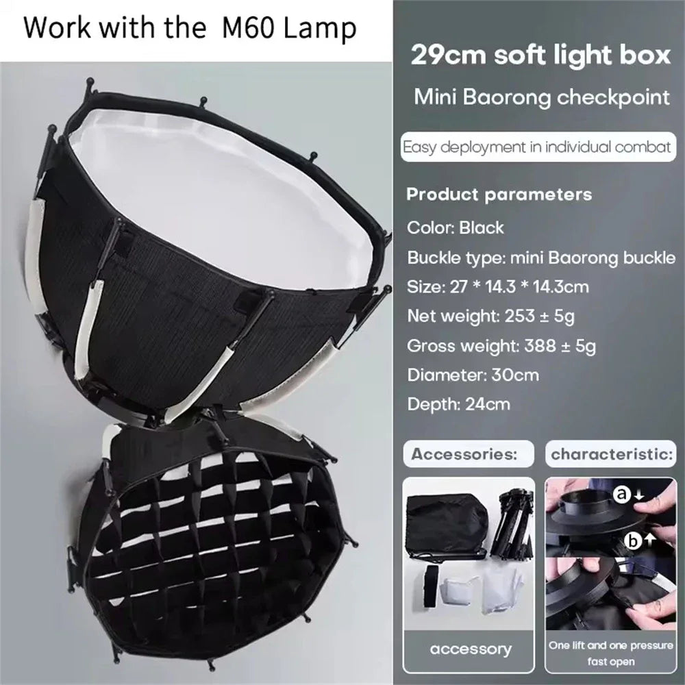 FGCLSY ZU80 Photo Studio Light COB Bi-Color 2500-8500K CRI≥95 TLCI≥97 With Diffuser LED Video Lights Fill Lighting