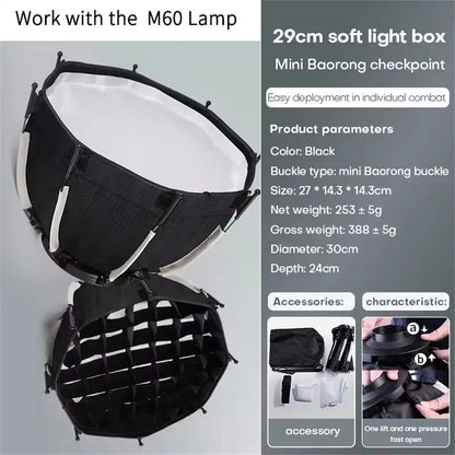 FGCLSY ZU80 Photo Studio Light COB Bi-Color 2500-8500K CRI≥95 TLCI≥97 With Diffuser LED Video Lights Fill Lighting