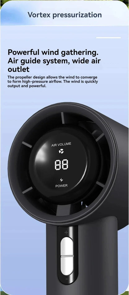 Lenovo Ultra Quiet 100 Speed Handheld Fan USB Rechargeable Portable Mini Turbo Fan for Office Outdoor Travel with LEDIndicator