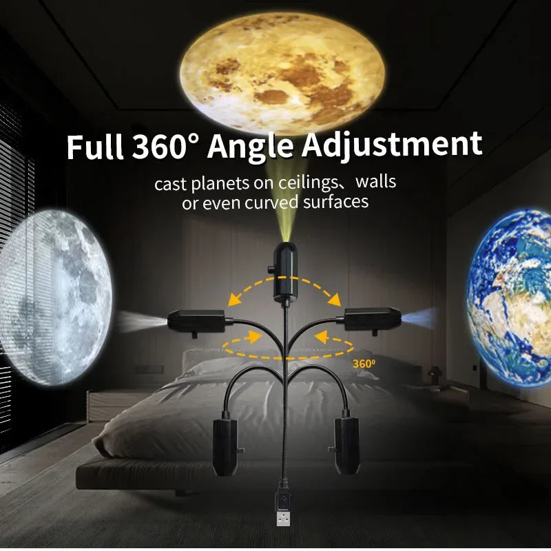 Halloween USB Projector Light Skull NightLight Ghost LED Lamp 360Degree Rotating Switchable Pattern Design Dark & Night Ambiance
