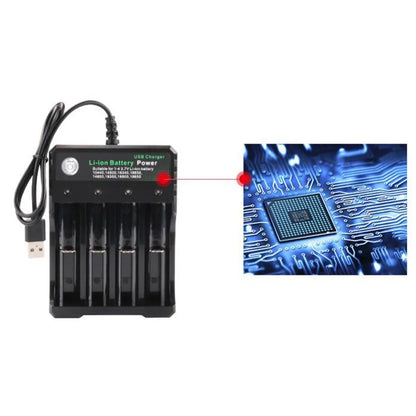 18650 Battery Charger Black 2/3/4 Slots AC 110V 220V Dual For 18650 Charging 3.7V Rechargeable Lithium Battery 4 Ports Charger