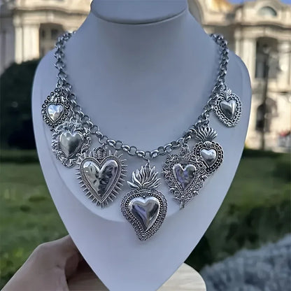 1Pc Fashion Exquisite Women's O-chain Choker Necklace Geometric Irregular Heart-shaped Pendant Necklace Y2K Daily Party Jewelry