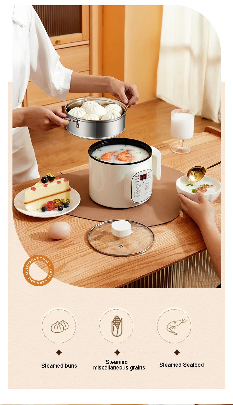 Multifunctional Electric Slow Cooker Portable Dormitory Student Office Staff Mini Electric Pot Stir Stew Non-Stick Rice Cooker