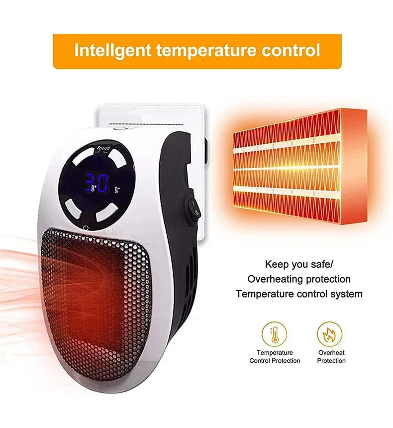 Portable Heater Electric Heater Plug in Wall Room Heater Home Appliance Heating Stove Mini Radiator Remote Hand Warmer Machine