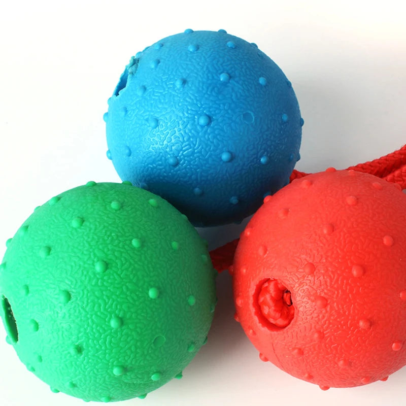 Rubber Ball with Rope Pet Teeth Indestructible Bite Toy Funny Puppy Training Solid Balls Pets Dog Chew Molar Interactive Toys