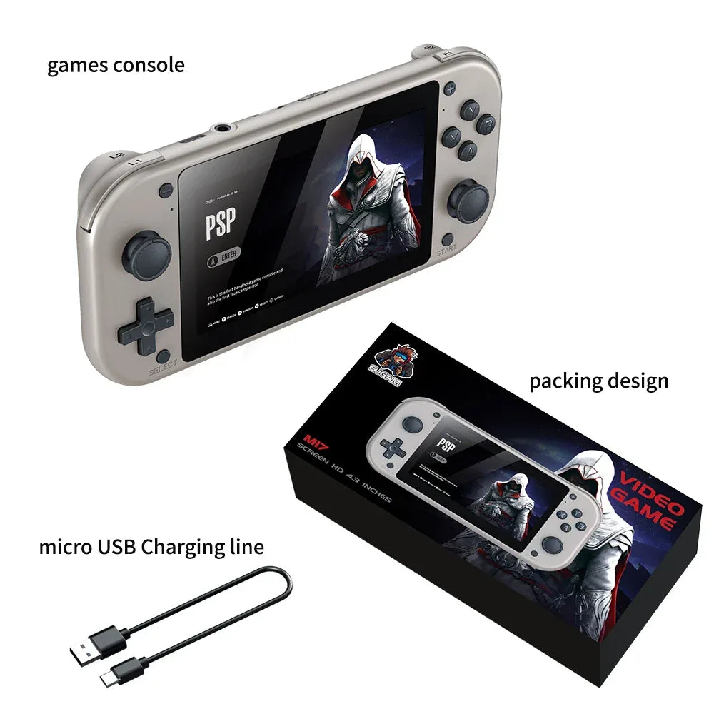 M17 Portable Video Game Console Retro Linux Open Source System 4.3-inch IPS display Portable 64GB pocket video player