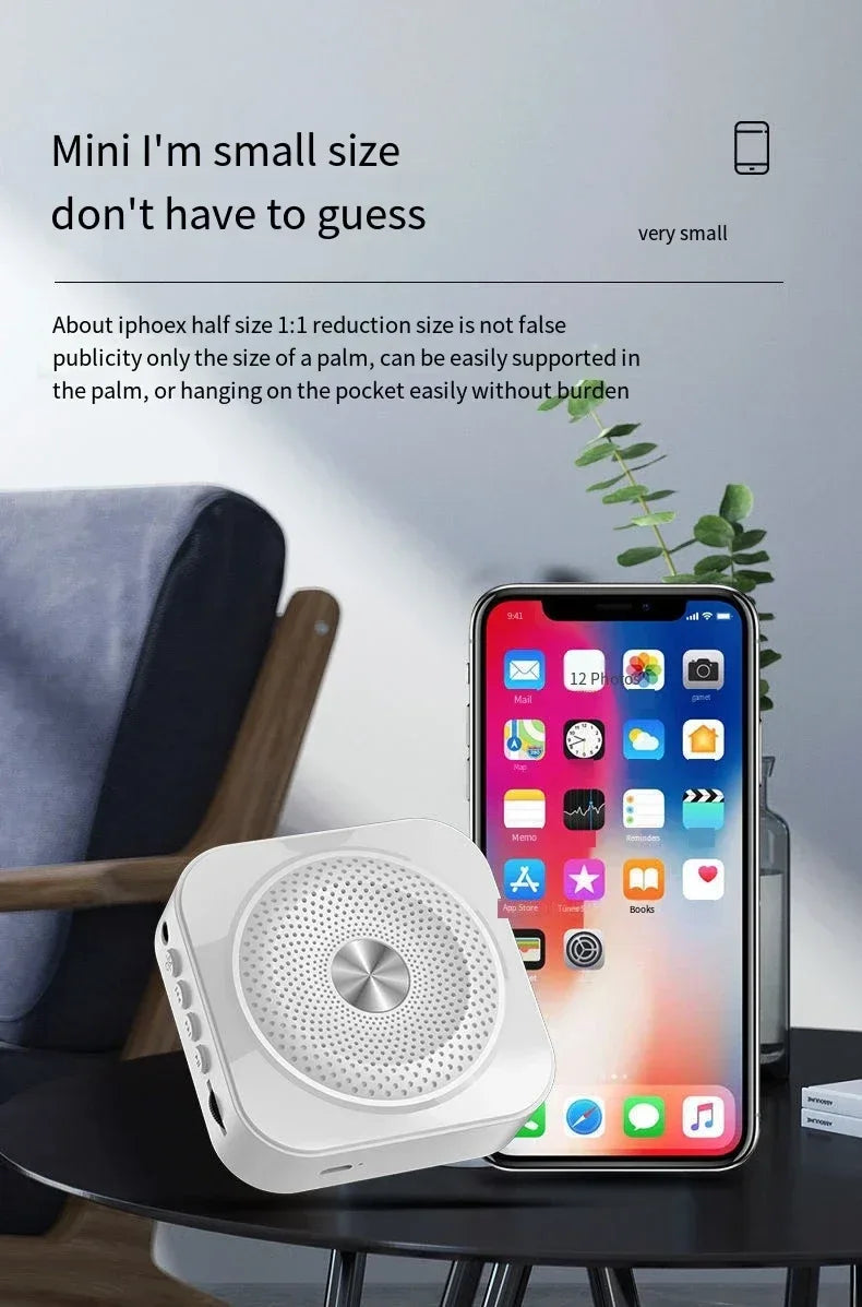 Mini Bee Megaphone Portable Charge Bluetooth4.0 Compatible Megaphone With Lavalier Microphone Waist Hanging Voice Amplifier TF