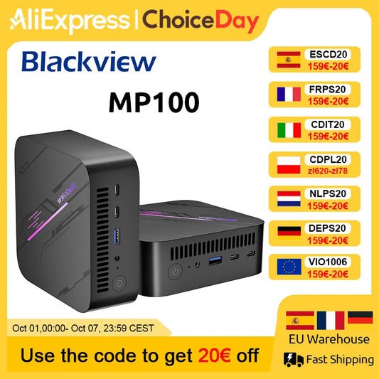 【Brand+】Blackview MP100 NEW Mini PC AMD R7 5700U/5825U Windows 11 8-Core 16-thread 16GB DDR4 512GB/1TB SSD WiFi 6 Mini by PDG ibma
