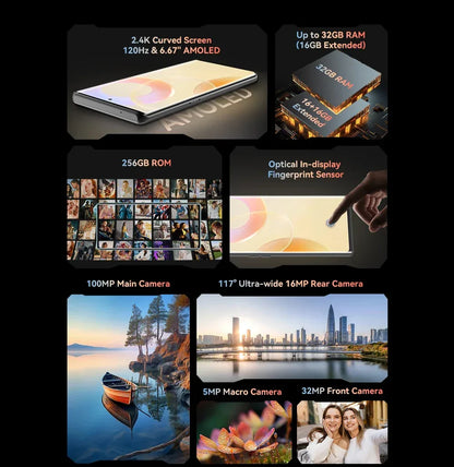 [NEW] CUBOT Android Smartphone X90, 6.67" AMOLED Curved 120Hz Display, 32GB RAM (16GB+16GB), 256GB ROM, Helio G99, NFC, 100MP