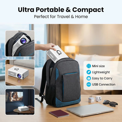 Mini Portable LED Projector | Home Theater & Outdoor Cinema Supports 4K