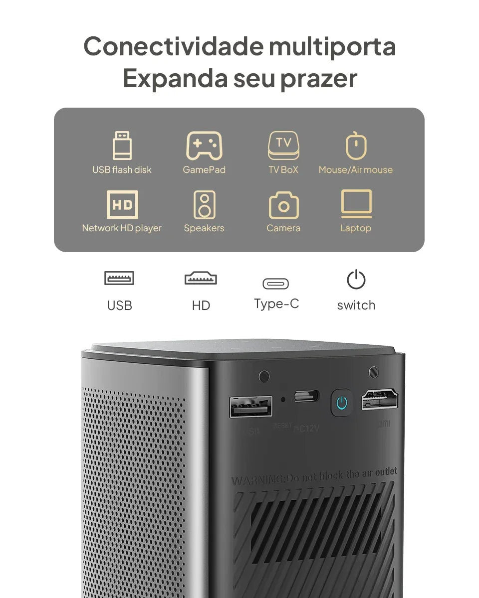BYINTEK P70X Portable Mini Projector with Built-in Battery 4K Support 3D Wifi for Outdoor Movie Night Home Theater Projectors
