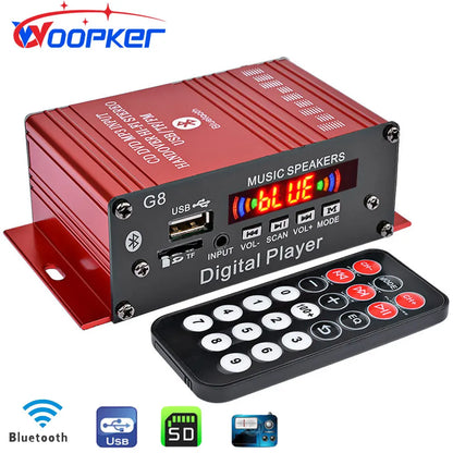Mini HIFI Stereo Digital Amplifier Channel 2.0 Bluetooth 5.0 FM USB Home Theater Sound System G8  Power Amp Remote Control