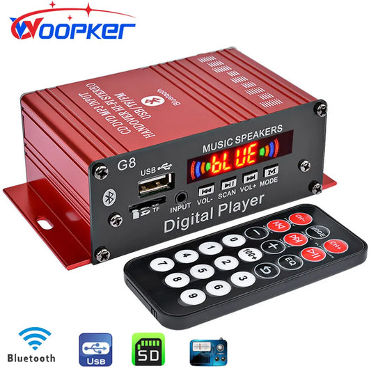 Mini HIFI Stereo Digital Amplifier Channel 2.0 Bluetooth 5.0 FM USB Home Theater Sound System G8  Power Amp Remote Control