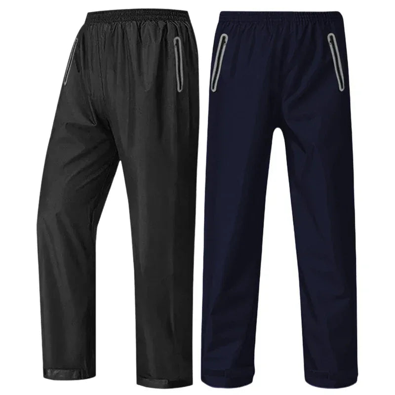 M-4XL Adult Waterproof Rain Trousers Breathable Double-layer Elastic Waist Unisex Outdoor Work Fishing Hiking Raincoat Pants