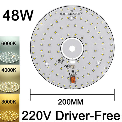220V Driver-Free Light Panel LED Light Chip DIY Round Nordic Light Source Accessories Replacement Household Chandelier Bulb Patc
