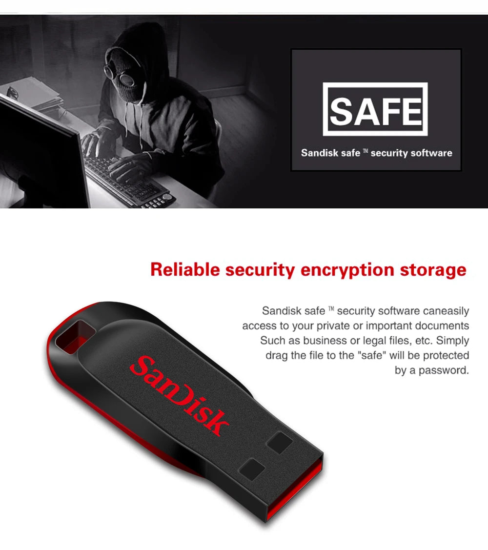 SanDisk CZ50 USB2.0 Pendrive 32GB 16GB 64GB USB Flash Drive Pen Drive U Disk Mini Flash Drive Cruzer Blade 100% Original