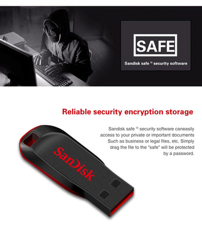 SanDisk CZ50 USB2.0 Pendrive 32GB 16GB 64GB USB Flash Drive Pen Drive U Disk Mini Flash Drive Cruzer Blade 100% Original