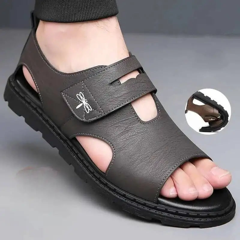 2025 New Fashion Brand Roman Sandals For Men Soft Sole Comfortable High-Quality Leather Beach Men's Casual Shoes