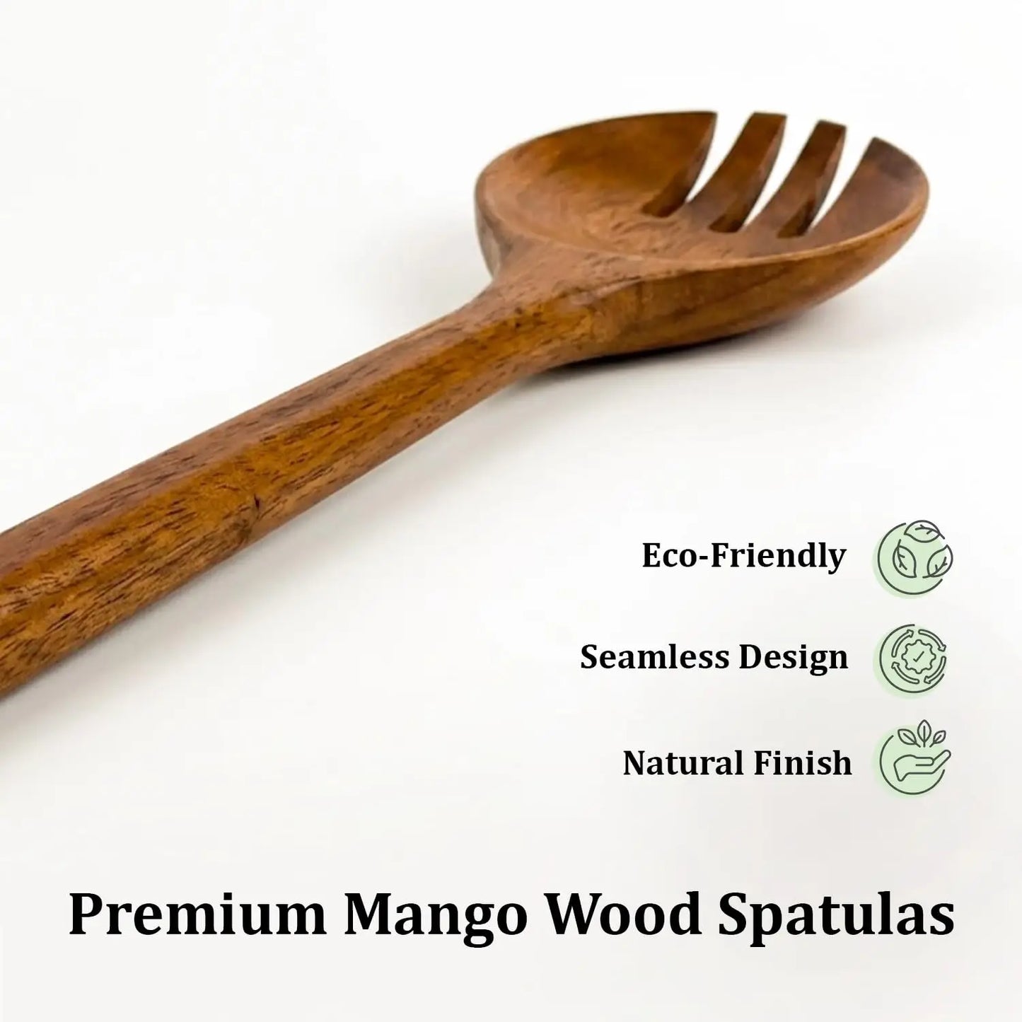 Wooden Serving Spoon Set of 2 Long Handle Eco-Friendly Minimalist Design Acacia Wood Kitchen Utensils